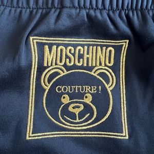 Moschino Couture Gold Teddy Bear label track pants, size 40 (US 6), NWT